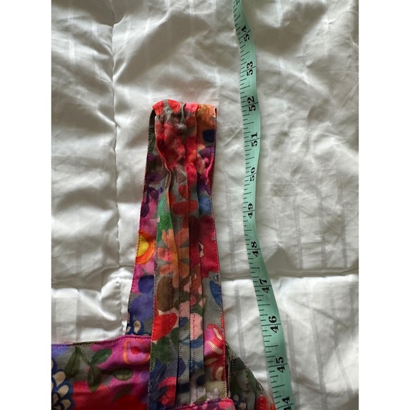 Natural Life Floral Mesh Tiered Maxi Dress Boho Cottagecore Sheer V-Neck Size M - Picture 6 of 9